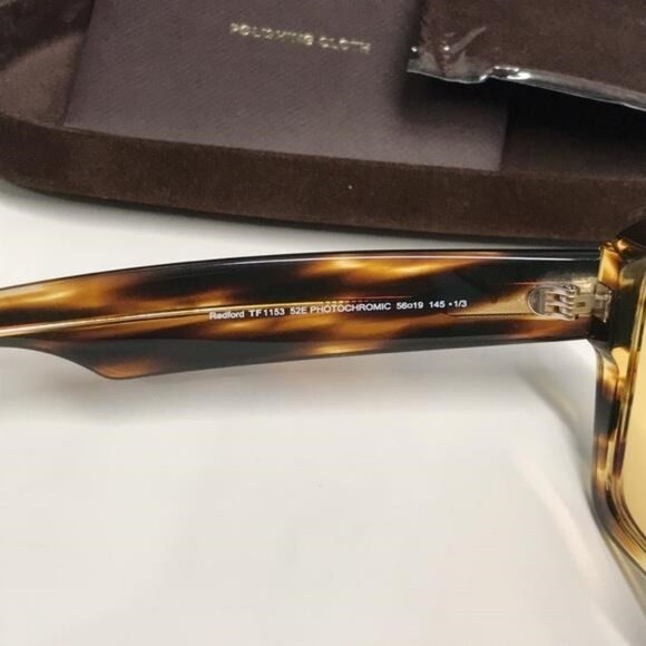 New Authentic Tom Ford TF1153 52E “Redford” Sunglasses – Dark Havana with Yellow main image 10
